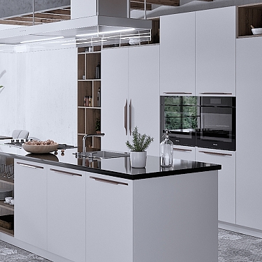 Cocina blanca brillo Contemporanea