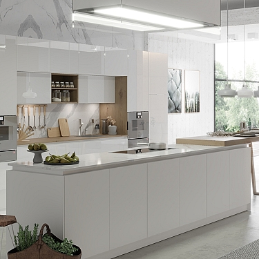 Cocina blanca brillo Moderna