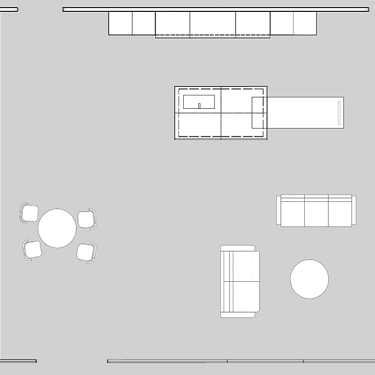 Medidas y distribución de muebles de cocina. Opción 5.