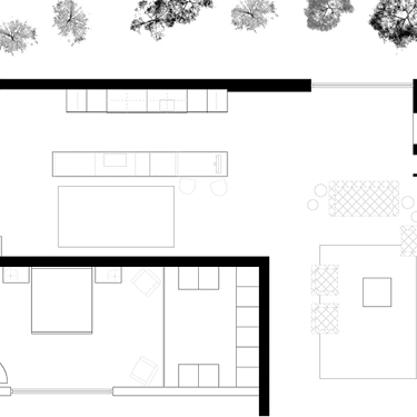 Medidas y distribución de muebles de cocina. Opción 3.